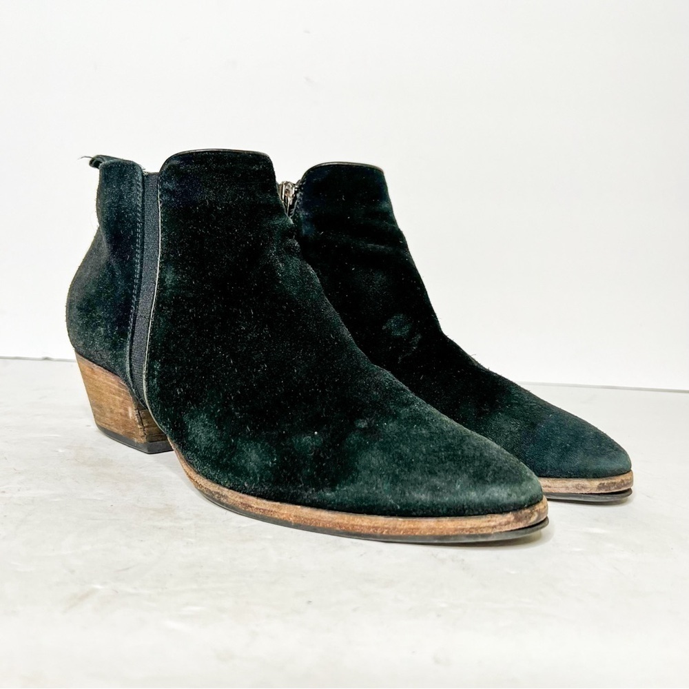 Aquatalia Black Suede Heeled Point Ankle Booties Size 7.5 Women’s